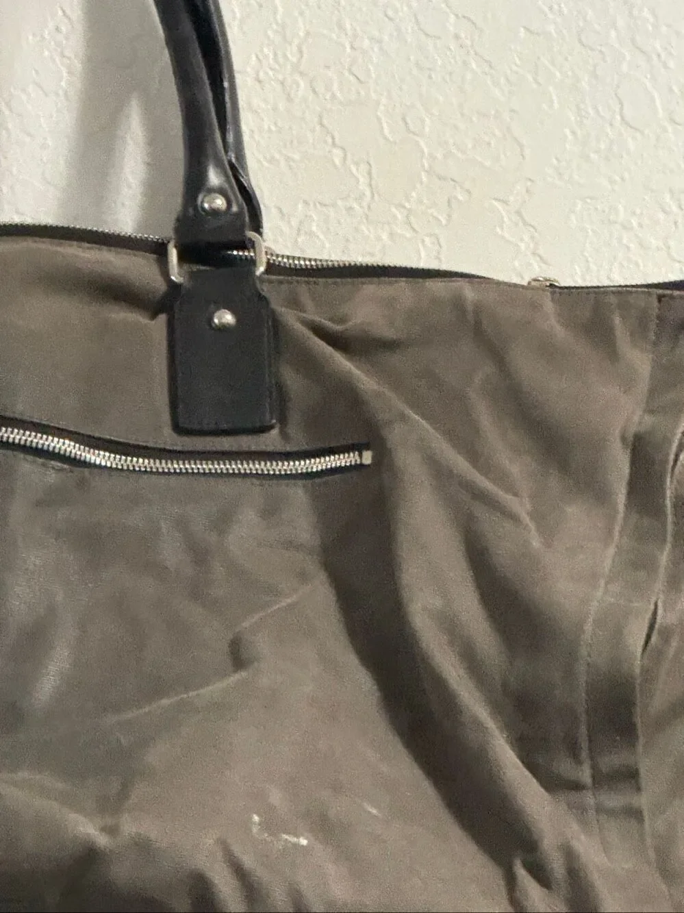 Hook & Albert Waxed Canvas w Leather Trim Garment Weekender Duffel Bag 14x20